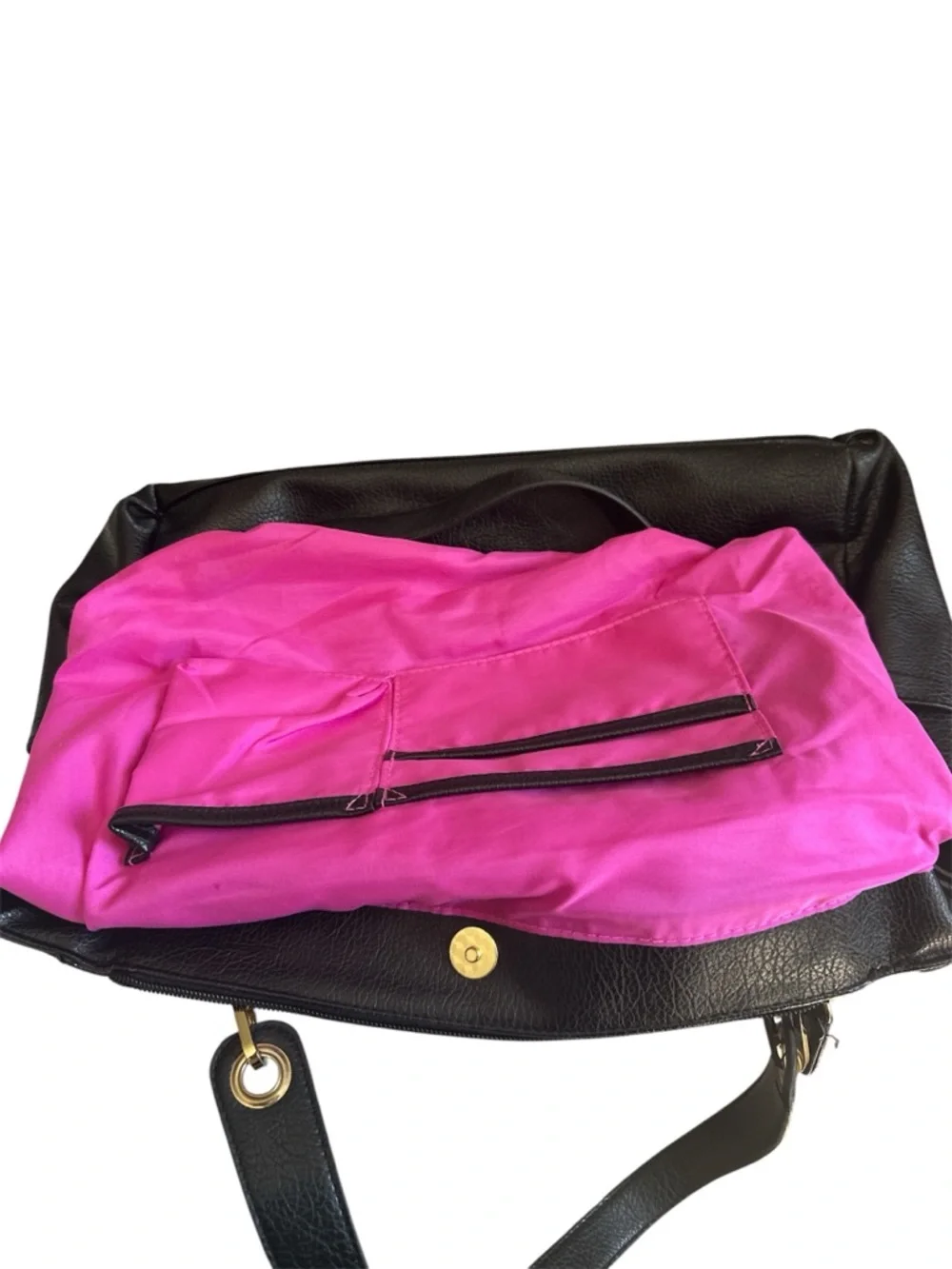 Nicole by Nicole Miller Black Satchel with Gold Accents